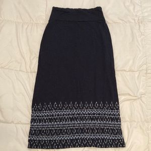 Eddie Bauer Pull-On Long Cotton Skirt With Slit & Embroidery Size XS